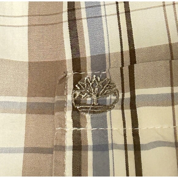Timberland Mens Large Short Sleeve Button Down Plaid Shirt - Picture 11 of 12